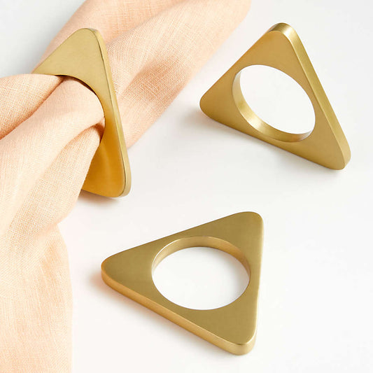 Brass Triangle Napkin Ring set of 4